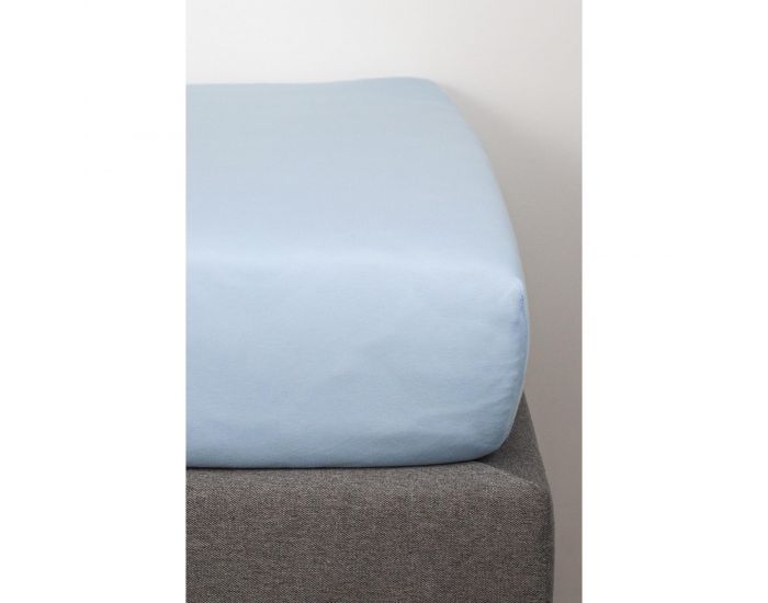 KADOLIS Drap housse COTON BIO - pour lit Bb Bleu pastel 60 x 140 cm (3)