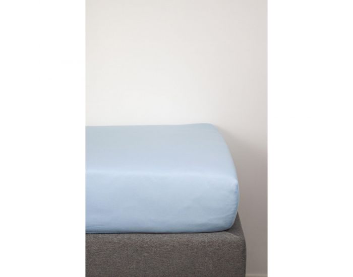KADOLIS Drap housse COTON BIO - pour lit Bb Bleu pastel 60 x 140 cm (4)