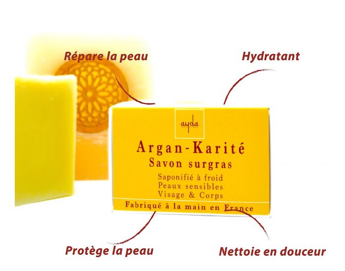AYDA COSMETICS Savon � Froid Surgras Argan-Karit� Bio & Vegan - 100g (1)