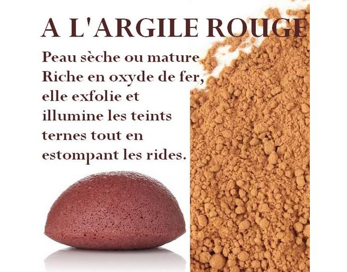 SUN AND SIA Eponge Konjac 100% Naturelle Enrichie � l'Argile Rouge - 100g (1)