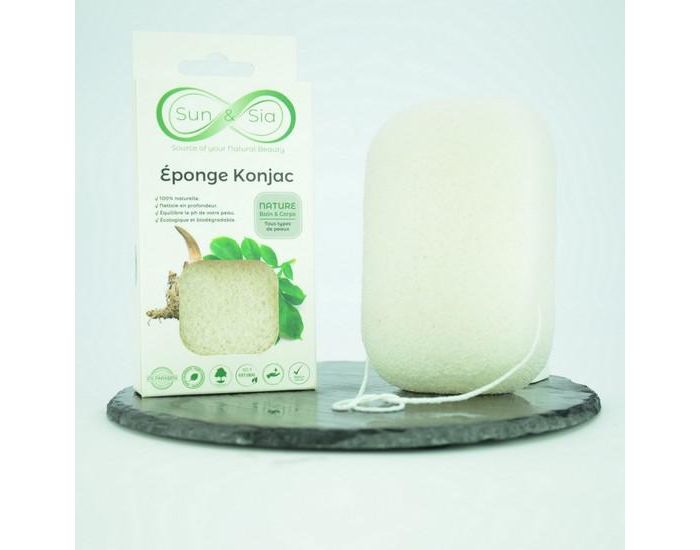 SUN AND SIA Eponge Konjac 100% Naturelle Grande Taille pour le Corps - 100g (2)