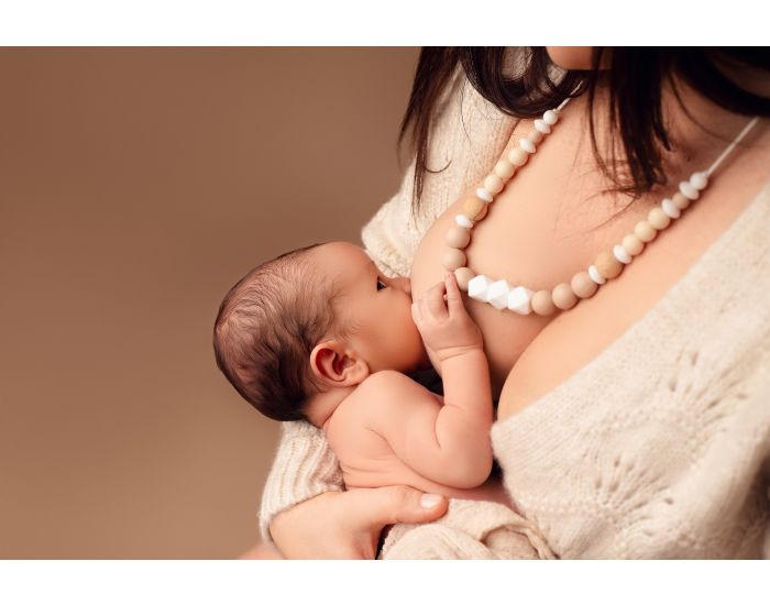 MAWEN MATERNE Collier d'Allaitement, Portage, Dentition Bois Silicone - Naturel (1)