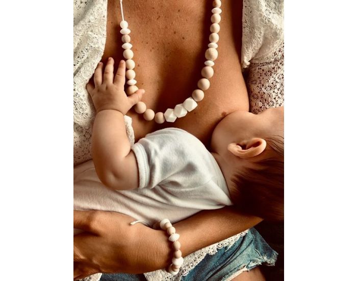 MAWEN MATERNE Collier d'Allaitement, Portage, Dentition Bois Silicone - Naturel (4)