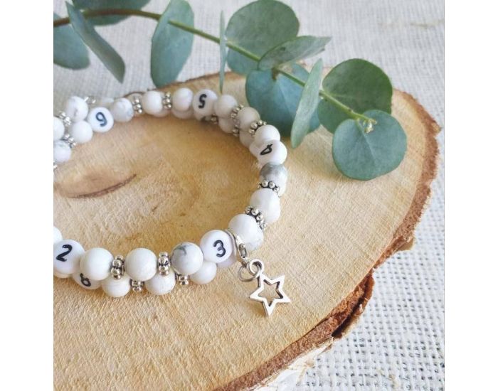 IRREVERSIBLE Bracelet d'Allaitement et Biberonnage en Perles Naturelles Turquoise Blanche (1)