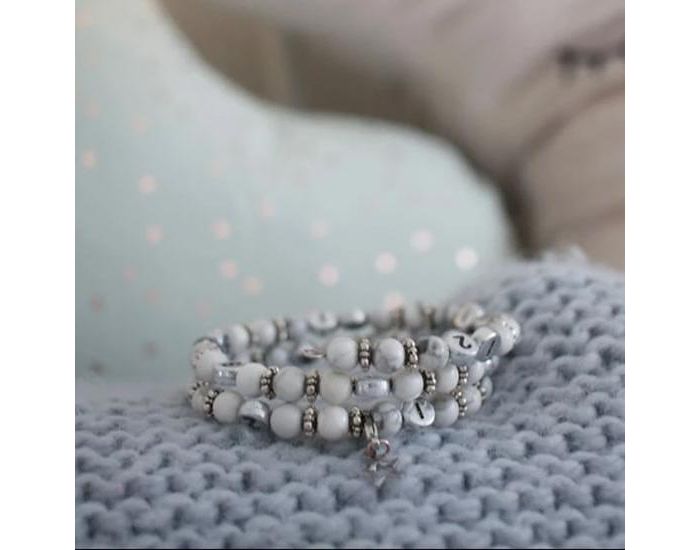 IRREVERSIBLE Bracelet d'Allaitement et Biberonnage en Perles Naturelles Turquoise Blanche (2)
