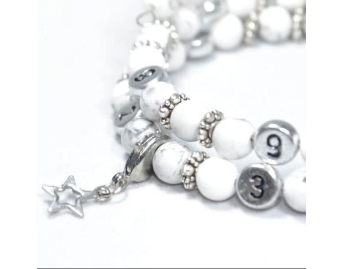 IRREVERSIBLE Bracelet d'Allaitement et Biberonnage en Perles Naturelles Turquoise Blanche (3)