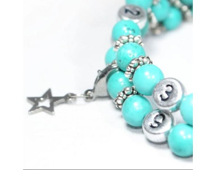 IRREVERSIBLE Bracelet d'Allaitement et Biberonnage en Perles Naturelles Turquoise Bleu (1)