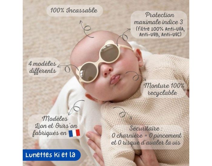 KI ET LA Lunettes de Soleil OURS'ON x Carole Tolila 1-2 ans - Peach (1)