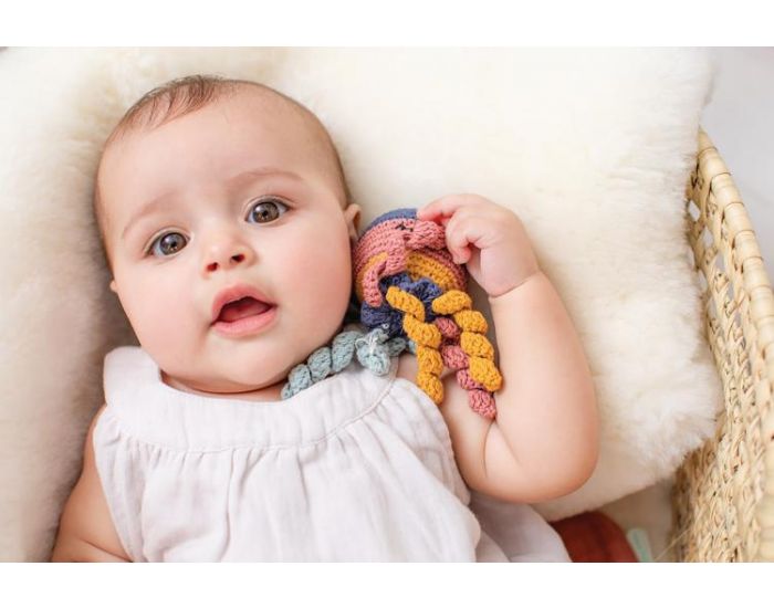 HOPPA Hochet en fil de coton bio Pieuvre (2)