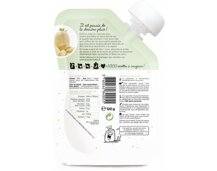 POPOTE Le Panais - Lot de 10 gourdes - D�s 4 mois (1)