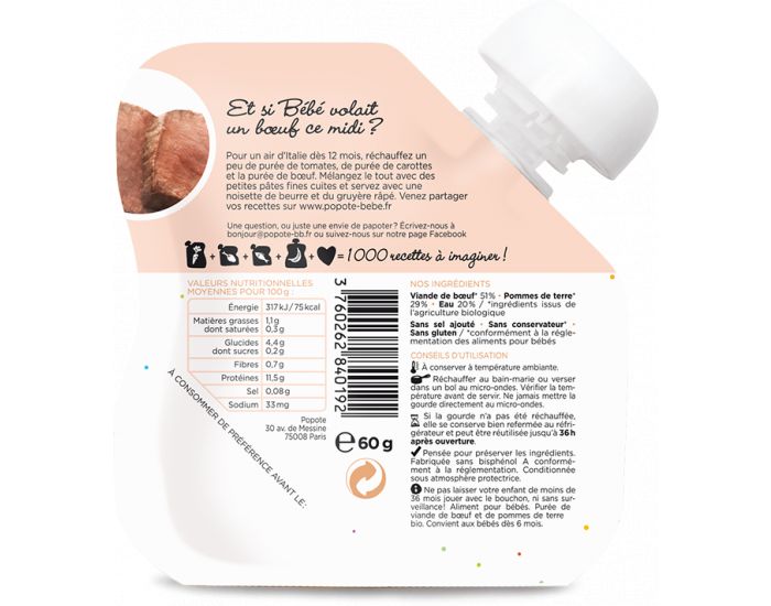 POPOTE Le Boeuf - Lot de 10 gourdes - Ds 6 mois (1)