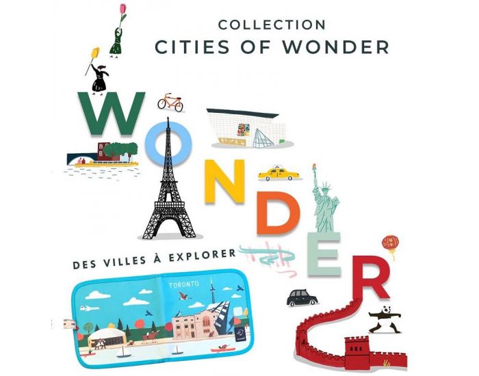JAQ JAQ BIRD Cahier Ardoise Cities of Wonder + 4 Craies Zro Poussire - Ds 3 ans (3)