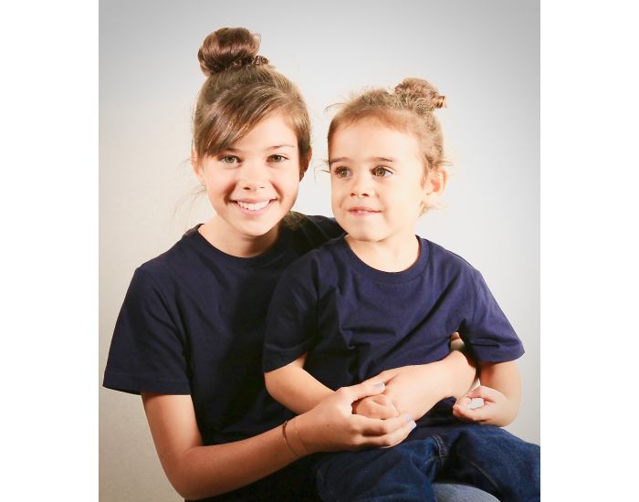 JOYAH Lot 2 t-shirt Enfant 100% Coton Bio - Blanc & Bleu Marine (3)