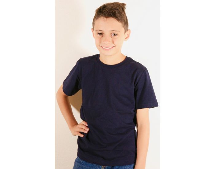 JOYAH Lot 2 t-shirt Enfant 100% Coton Bio - Blanc & Bleu Marine (7)