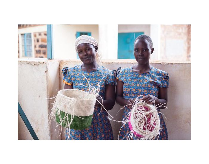THE BASKET ROOM Lazima Le Panier Tiss� Turquoise et Sisal Clair Equitable (2)