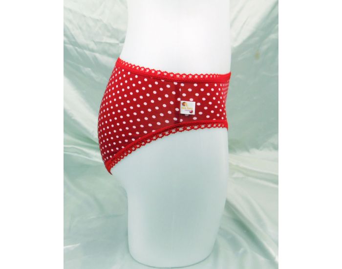 BIOLUNES Culotte Menstruelle en Coton Biologique Rouge  Pois - Mdium (4)
