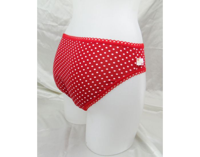 BIOLUNES Culotte Menstruelle en Coton Biologique Rouge  Pois - Mdium (5)