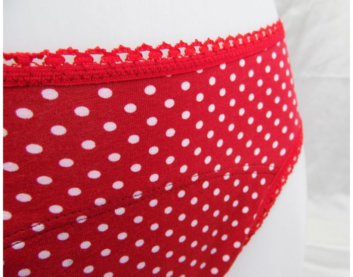 BIOLUNES Culotte Menstruelle en Coton Biologique Rouge  Pois - Mdium (6)
