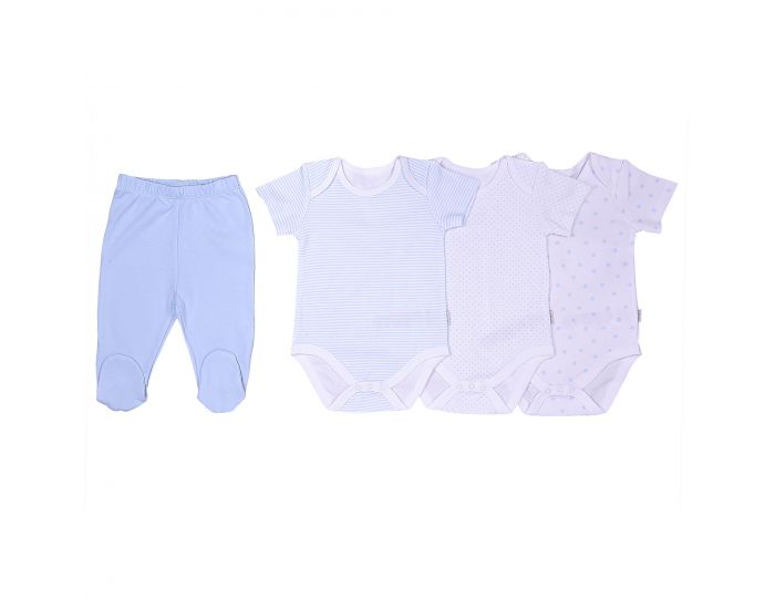 SEVIRA KIDS Coffret naissance - coton bio - 3 body et pantalon, DREAMS Bleu (5)