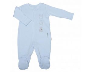SEVIRA KIDS Pyjama Bb en Coton Bio, BASIC Bleu NAISSANCE - 50CM