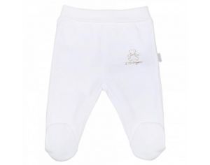SEVIRA KIDS Pantalon bébé à pieds en coton bio, BASIC Blanc