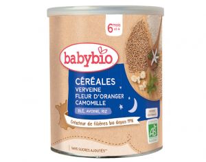 BABYBIO Céréales Verveine Fleur d'Oranger Camomille - 220 g - Dès 6 mois