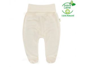 BIOBABY Pantalon Avec Pieds En Laine Et Soie - Blanc