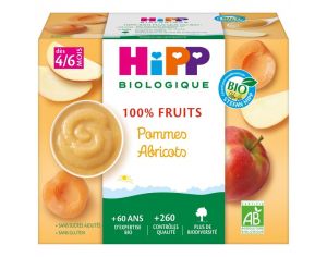 HIPP 100% Fruits Pommes Abricots - 4 x 100g - Dès 4 mois