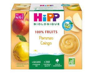 HIPP 100% Fruits Pommes Coings - 4 coupelles