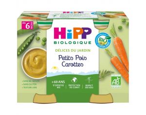 HIPP Délices du Jardin Petits Pois Carottes - 2 pots 