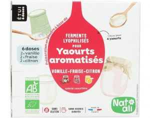 NAT-ALI Ferments pour Yaourts Aromatisés - Vanille-Fraise-Citron - 3x8g