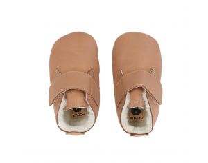 BOBUX Chaussons en cuir Bobux soft soles - Bottine à scratch Fourrée Desert Caramel