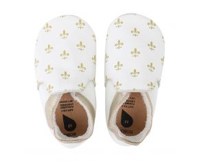 BOBUX Chaussons en cuir Bobux soft soles - Loafer blanc/fleur de lys doré S - 16-17
