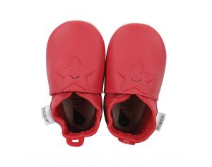 BOBUX Chaussons en cuir Bobux soft soles - Etoile souriante rouge S - 16-17
