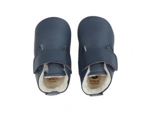 BOBUX Chaussons en cuir Bobux soft soles - Bottine à scratch Fourrée Desert Marine