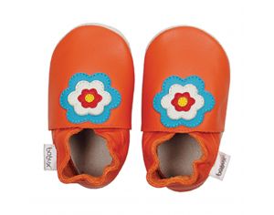 BOBUX Chaussons en cuir Bobux soft soles - Flower power orange S - 16-17