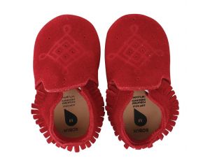 BOBUX Chaussons en cuir Bobux soft soles - Moccassin suède rouge