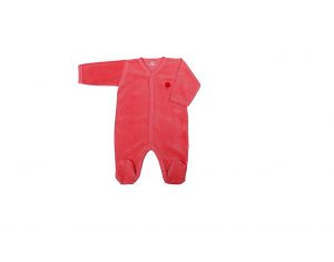 EVEIL ET NATURE Pyjama Velours - 100% Coton Bio - Corail