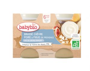 BABYBIO Petits Pots Brassés Lactés - 2 x 130 g - Dès 6 mois Chèvre Poire & Figue de Provence