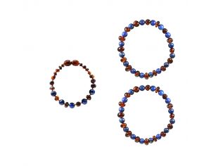 IRREVERSIBLE Box Bracelet Bébé Et Bracelets Adultes - Ambre / Lapis Lazuli