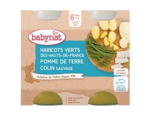 BABYNAT Petits Pots Menu du Jour - 2 x 200g - Dès 6 Mois Légumes Colin Sauvage