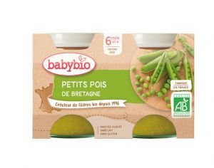 BABYBIO Mes Légumes - 2x130g Petits Pois d'Aquitaine - 6 mois