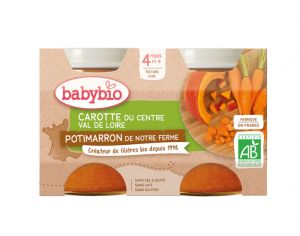 BABYBIO Mes Légumes - 2x130g Carotte - Potimarron - 4 mois