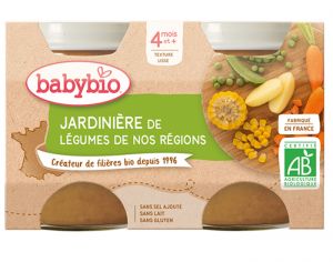 BABYBIO Mes Légumes - 2x130g Jardinière de Légumes - 4 mois