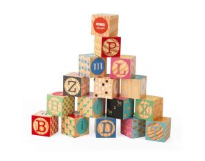 JANOD Cubes Alphabet Gravés Kubix - Dès 2 Ans