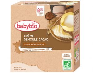 BABYBIO Gourdes Crème Semoule - Dès 6 ou 8 mois - 4x85 g Cacao