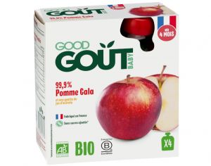 GOOD GOUT Pack de 4 Gourdes de Fruit 85 g pour Bébé - Pomme Gala - Dès 4 mois 