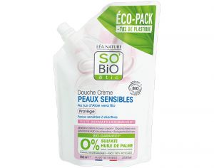 SO'BIO Ecopack Douche Crème Peaux Sensibles au Jus d'Aloe Vera Bio - 650 ml