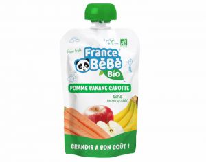 FRANCE BEBE BIO Gourde Pomme Banane Carotte - 100g - Dès 4 mois