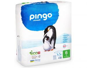 PINGO Pack x4 Couches Écologiques Ultra Soft T6 / 16-30kg / 4 x 32 couches
